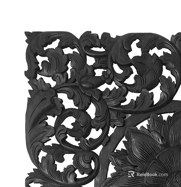 Wood Carved Chinese Carved Black and White texture