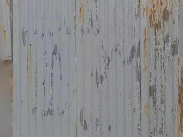 Old white rust corrugated metal plate exterior wall texture (ID:ffaeh627926)