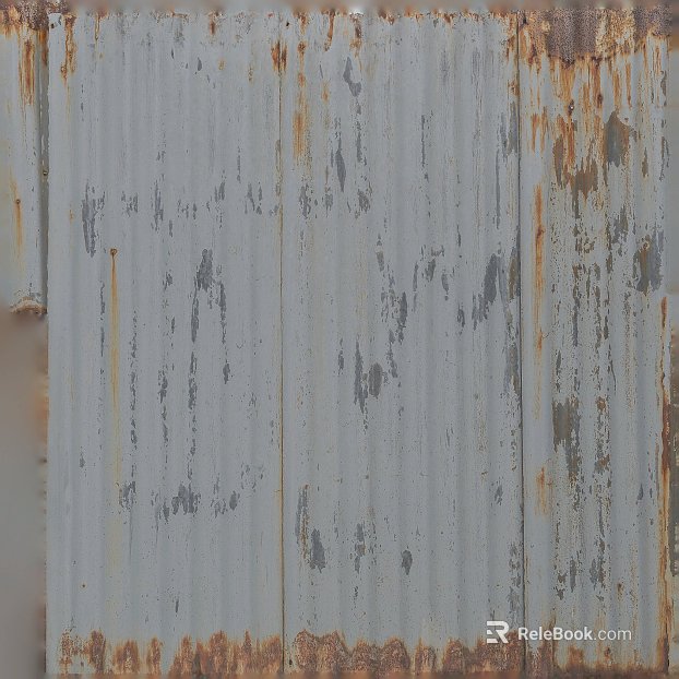 Old white rust corrugated metal plate exterior wall texture