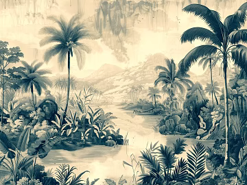 European Literary Plants Tropical Rainforest Wallpaper texture (ID:ffach074316)