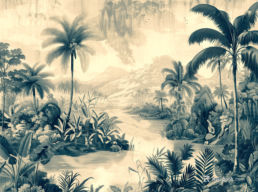 European Literary Plants Tropical Rainforest Wallpaper texture