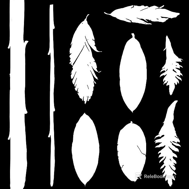 Black and white foliage plant silhouette texture
