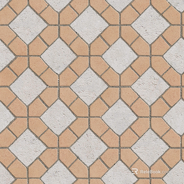 Pottery Tile Geometric Patchwork Floor Tile Sidewalk Road Ground Square Paving texture