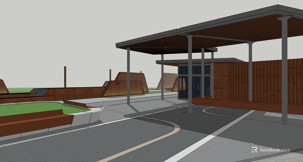 Modern Dark Brown Solid Wood Outdoor Rest Area texture