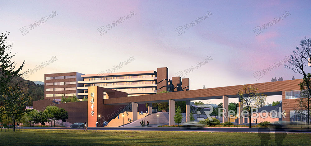 The image depicts a bustling school scene: children play joyfully on a colorful playground, while a modern educational building stands tall in the background, encapsulating the vibrant spirit of learning and growth.