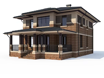 American red brick double-storey residential building texture (ID:ffaeh406826)