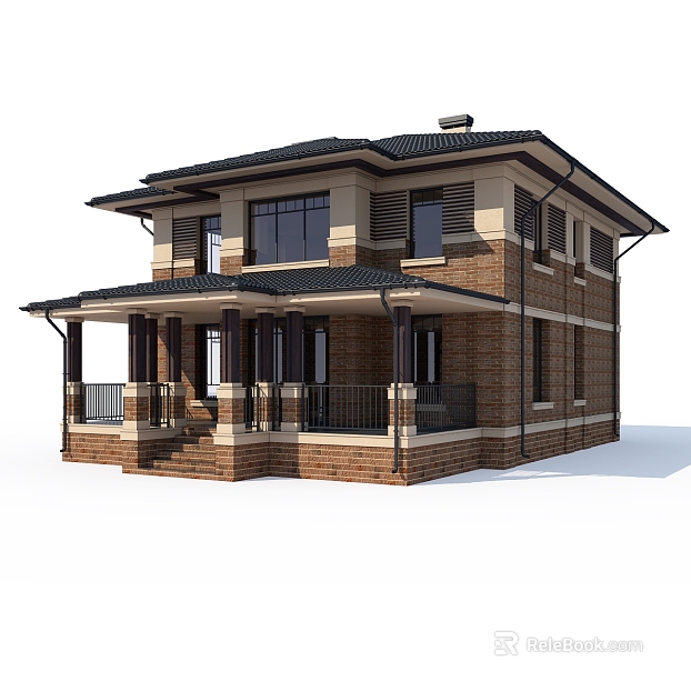 American red brick double-storey residential building texture