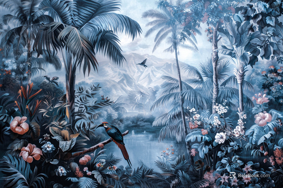 European Literary Plants Tropical Rainforest Wallpaper texture