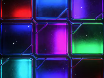 Cyberpunk mirror glass neon reflection red blue purple green block sci-fi style texture (ID:ffaeh146244)
