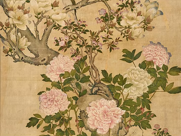 Modern New Chinese‑style decorative painting, botanical artwork texture (ID:ffaeh038571)