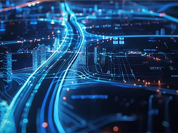 Technology Wind Blue Neon City Night Map texture (ID:ffaeh390476)