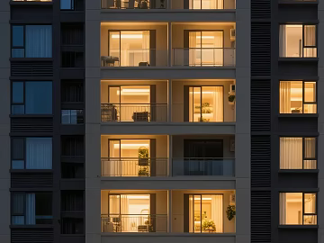 Indoor warm light in high-rise residential buildings texture (ID:ffach714508)