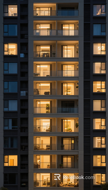 Indoor warm light in high-rise residential buildings texture