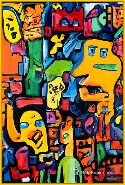 Abstract style figure group portrait decorative painting texture