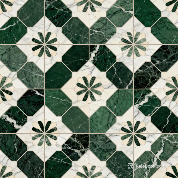 Chinese Style Entry Luxury Industrial Style Green White Stone Mosaic Flower Pattern Water Cutter Mosaic Stone Mosaic Green Stone Mosaic texture
