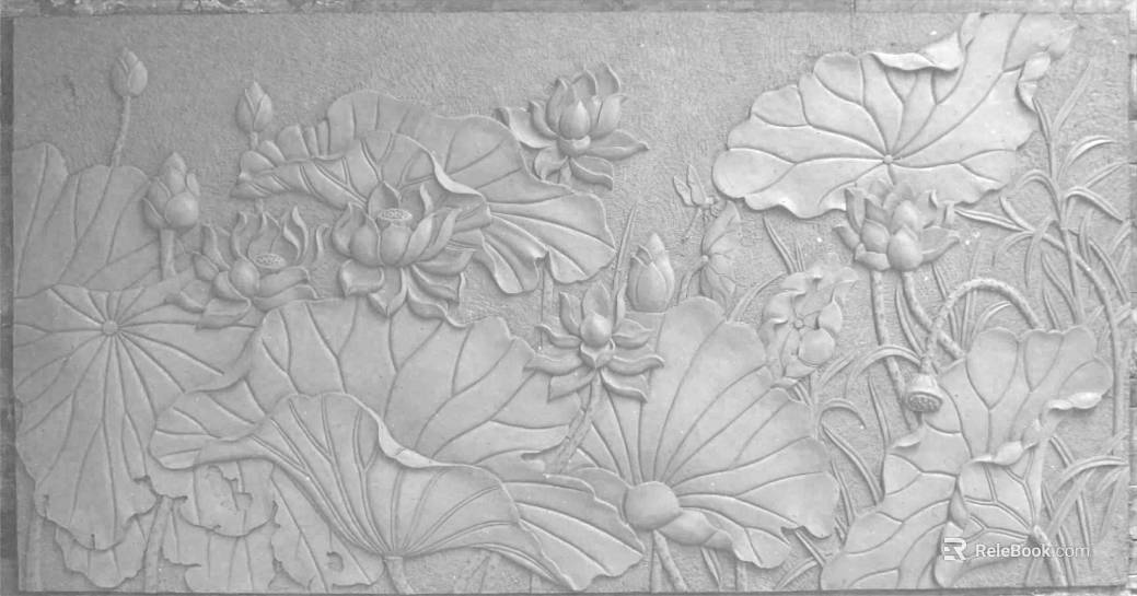 relief lotus black and white texture