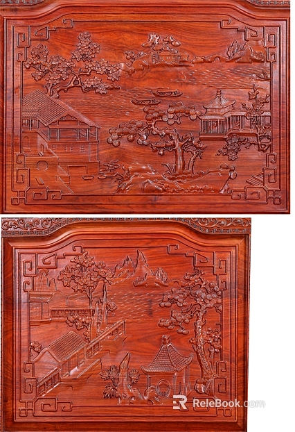 Chinese reddish brown wood carved background wall texture