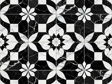 Modern Middle Ancient Style Black and White Stone Parquet Flower Geometric Pattern Water Knife Stone Parquet Floor Tile Light Luxury Black and White Parquet Marble 3d model