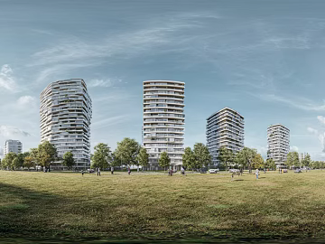 Clean atmosphere community green space panorama texture (ID:ffach728938)