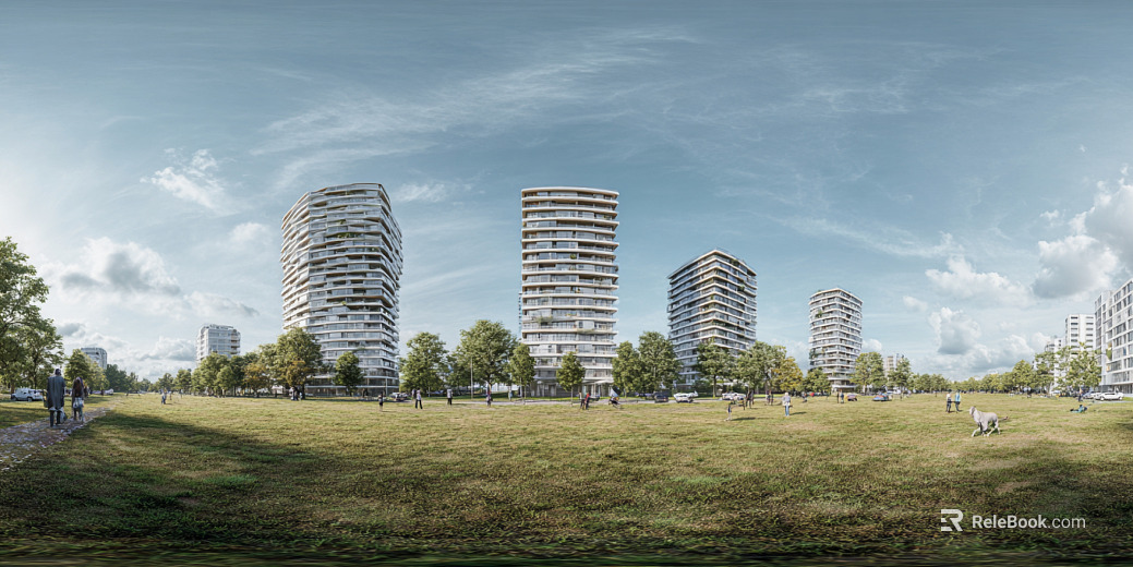 Clean atmosphere community green space panorama texture