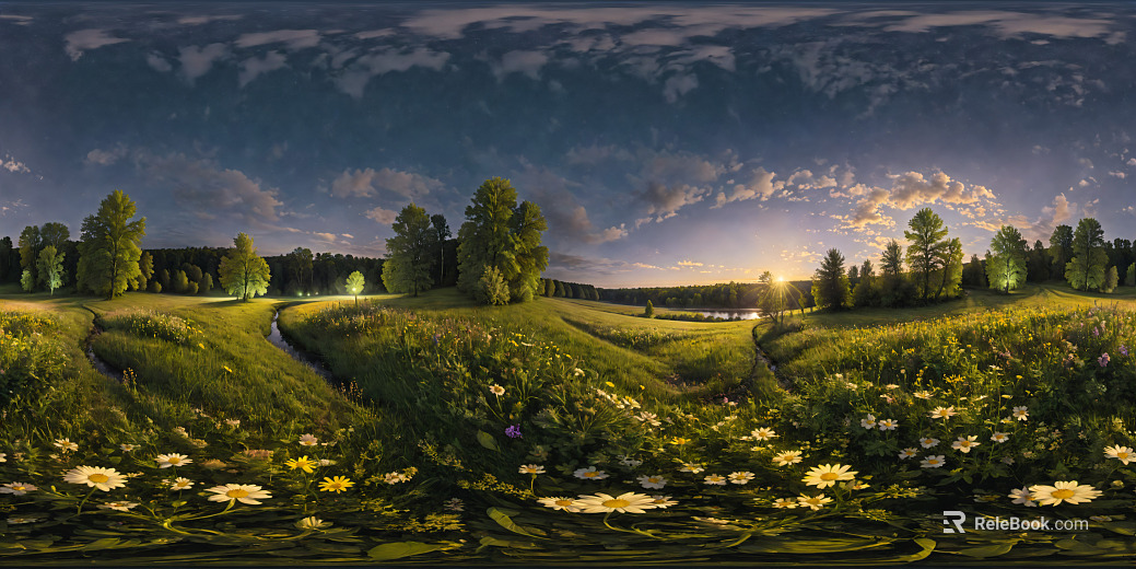 Outdoor Grassland Landscape Dusk Cloudy HDR texture