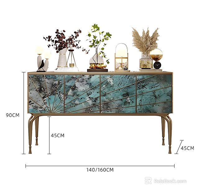 Light Luxury Blue Green Luxury Stone Entrance Sideboard texture