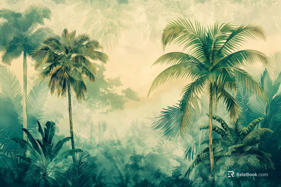 European Literary Plants Tropical Rainforest Wallpaper texture