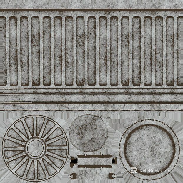Grey old metal trench manhole cover municipal pavement texture