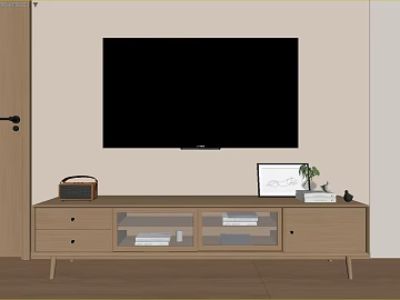 Light wood‑colored TV cabinet, living room furniture texture (ID:ffaeh927836)