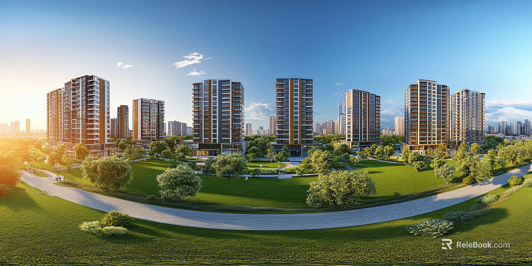 Clean Greenbelt City Panorama HDR texture