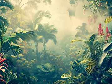 European Literary Plants Tropical Rainforest Wallpaper texture (ID:ffach196316)