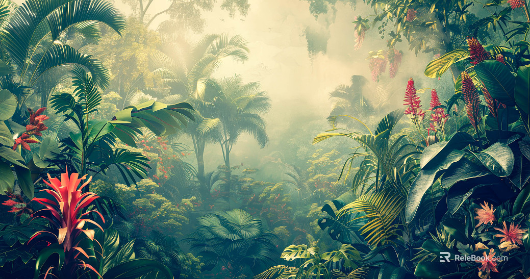 European Literary Plants Tropical Rainforest Wallpaper texture