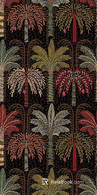 Southeast Asian-style botanical pattern wallpaper texture