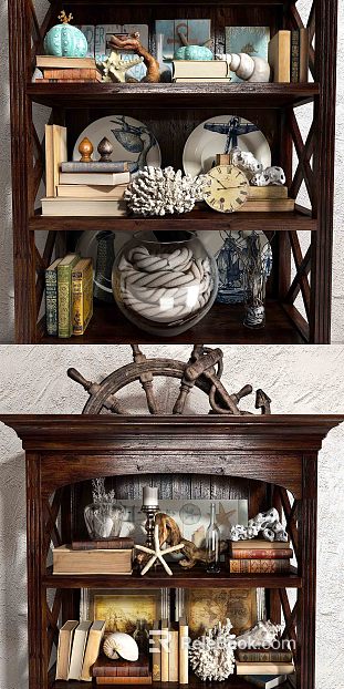 Dark brown solid wood bookshelf soft display texture