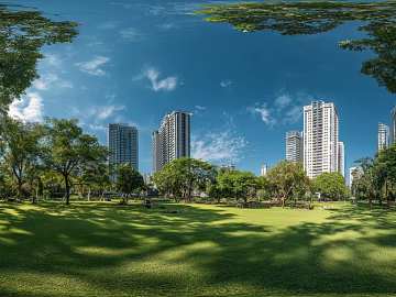 Modern Outdoor Lawn Blue Sky White Clouds Panoramic HDR texture (ID:ffach326738)
