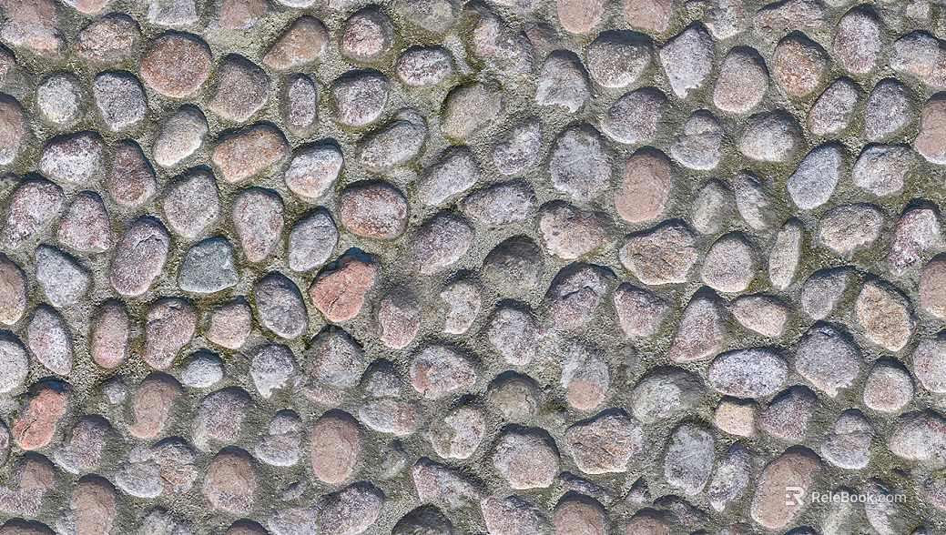 Pebble patchwork floor tile sidewalk road ground street square paving texture