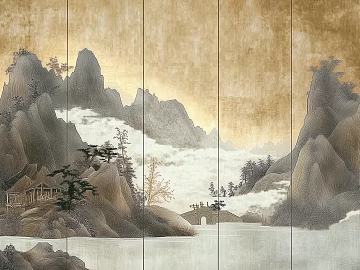 New Chinese style landscape mural texture (ID:ffach749724)