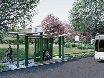 Exterior scene of modern urban bus station texture (ID:ffaeh236451)