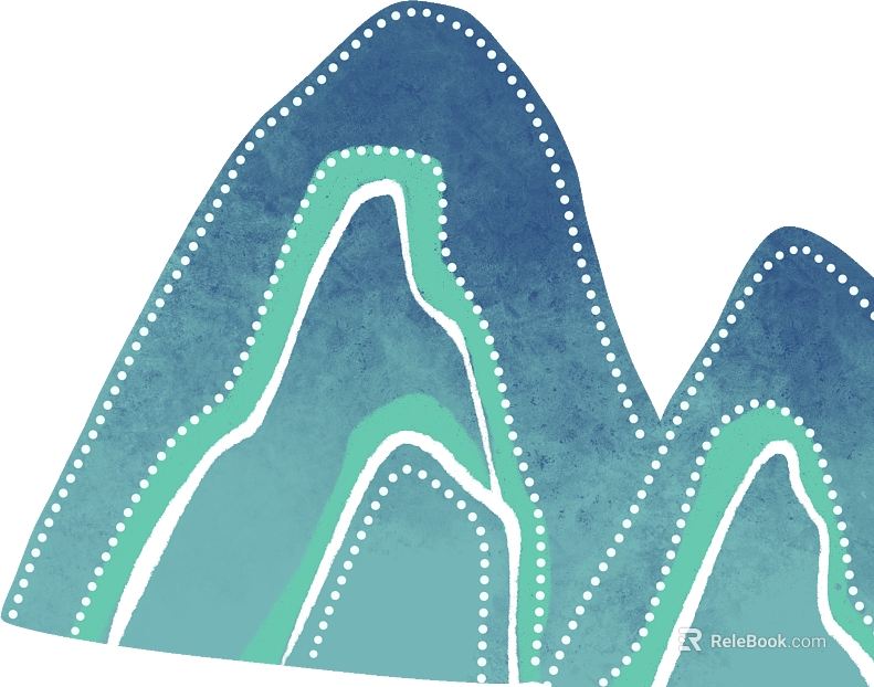 Blue-green hand-painted mountain pattern texture
