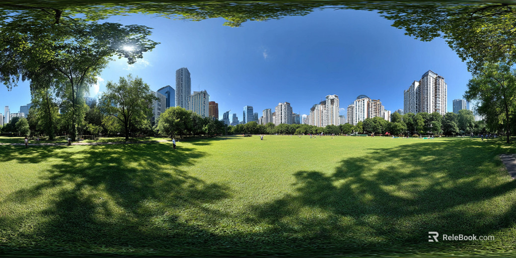 Modern Outdoor Lawn Blue Sky White Clouds HDR texture