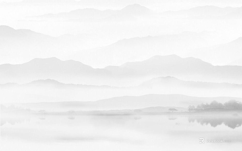 New Chinese-style Grey-white Landscape Decorative Painting texture