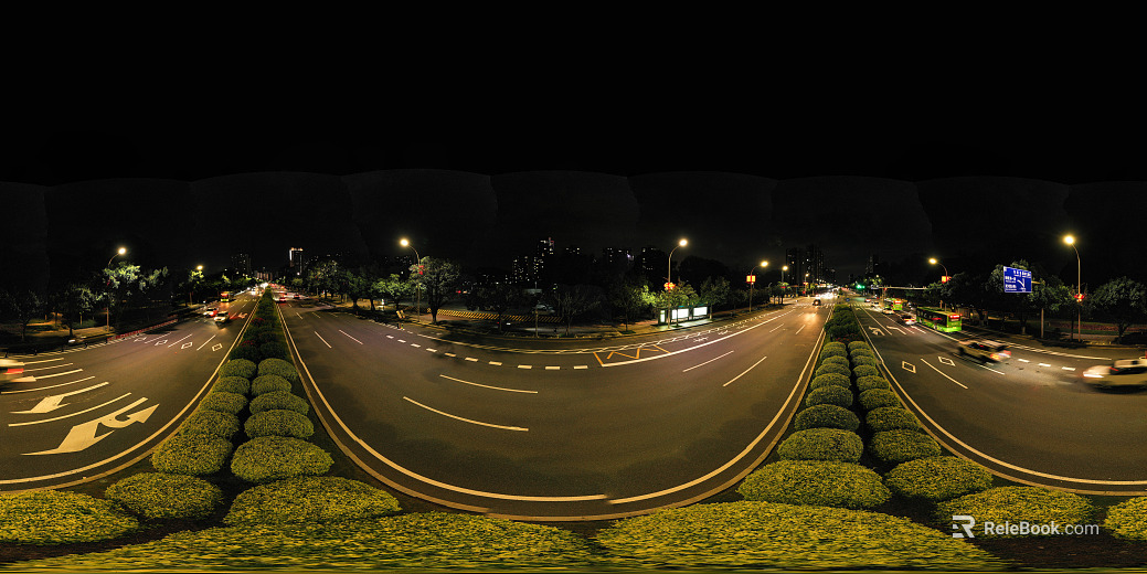 Night view road grass texture
