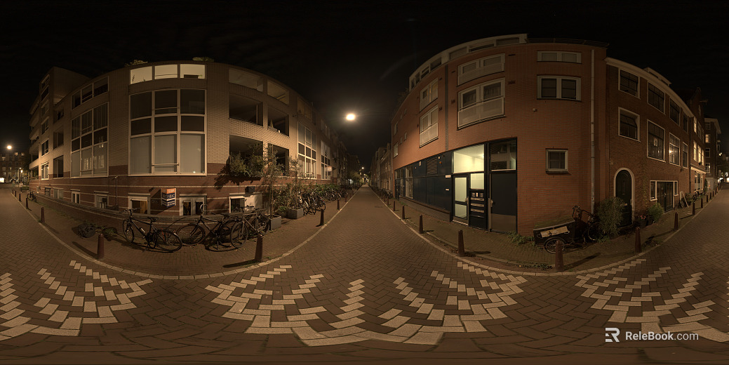 hdri city night view warm yellow lights city streets texture