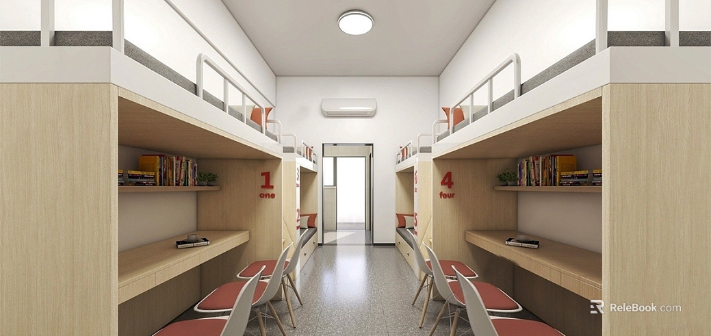 Modern beige student dormitory scene texture