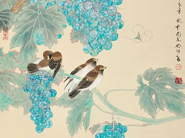 Flower and Bird Mural texture (ID:ffach259056)