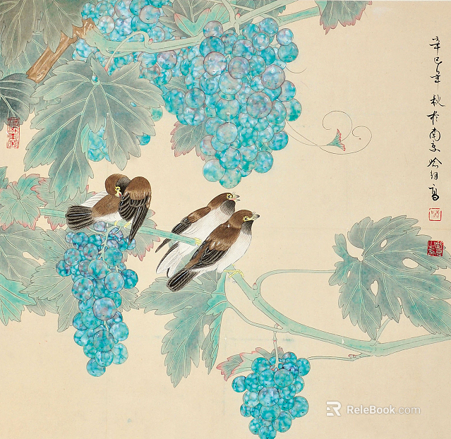 Flower and Bird Mural texture
