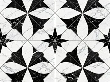 Modern Middle Ancient Style Black and White Stone Parquet Flower Geometric Pattern Water Knife Stone Parquet Floor Tile Light Luxury Black and White Parquet Marble texture (ID:ffaeh802927)