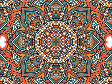 Modern ethnic style symmetrical pattern pattern wallpaper cloth pattern texture (ID:ffach739391)