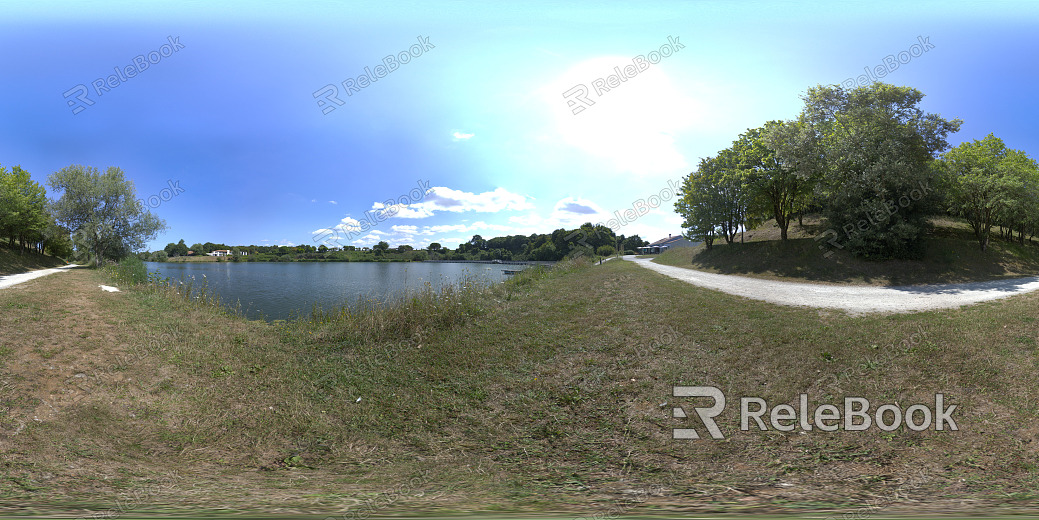 hdr sunny day park lake grass texture