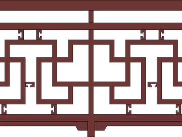 Chinese-style red-brown wood carved door and window partition 3d model